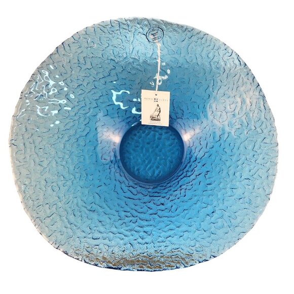 Murero Glass Empoli Italy Decorative Bowl Hand Blown Recycled glass Aqua Blue Te - Picture 10 of 11